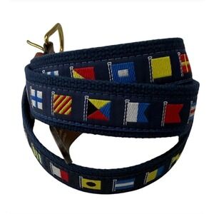 Leather Man Ltd Mens Nautical Flag Canvas Leather Belt Size 44 Hand Made USA